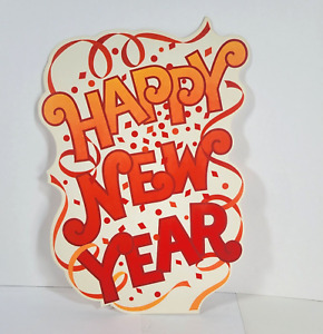 Vtg Hallmark Happy New Year Die Cut Cardboard Decoration Paper Press Out
