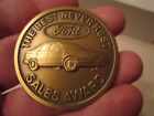 FORD THE BEST NEVER REST SALES AWARD BRASS MEDALLION PAPERWEIGHT - 2