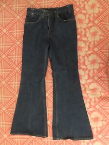 Vintage 1970s Levis 684 0217 Big Bell Bottom Blue Jeans Flared 30x30 (30x29.5)