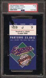 New Listing8/6/99 Tony Gwynn 3000th Hit PSA Season MLB Ticket Stub San Diego Padres Expos