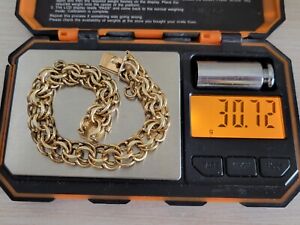 14k Gold American Double Link Charm Bracelet Scrap Wear 30.7 Grams Vintage