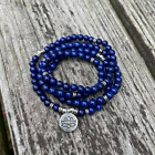 108 Mala Beads Prayer Lapis Lazuli Necklace Multi Strands Healing Yoga Bracelet