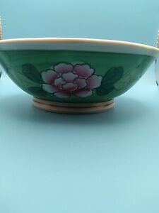 Handmade Asian Pottery Floral 7.5 Inch Bowl