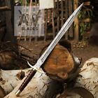 Viking Sword Hand Forged Damascus Steel Sharp Battle Ready Medieval Sword