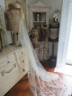 Old Vintage Bridal Wedding Stained Lace CROWN HEADPIECE with 8' Net Train Veil