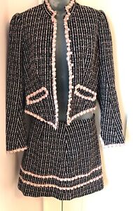Vintage Betsey Johnson Knit Suit Skirt & Jacket Set Wool, jacket sz 4, skirt sz2