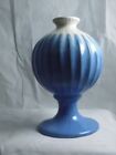Fulper Vase, ribbed Art pottery in cream and blue on pedestal base #4039 FULP