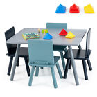 5 PCS Wooden Table and 4 Chairs Ideal Gift w/Backrests & Seats for Kids from 3-7