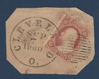 1860 CLEVELAND OHIO CANCEL WITH STAMP ON PAPER PIECE AMAZING ITEM FOR COLLECTION