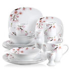 VEWEET ANNIE Dinnerware Set 20 Pc Porcelain White Plates Bowl Set Service for 4