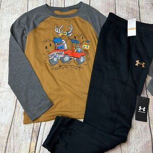 Under Armour Little Boys Deer Backroad Truck Joggers Outfit Set NEW