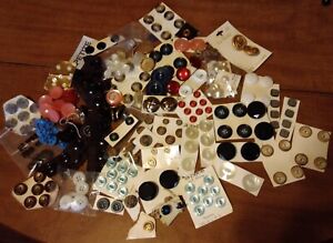 Lot Assorted Sewing Craft Buttons 1/2 lb Cards Diff Size Color Type