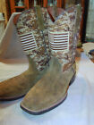 Vtg Ariat suede cowboy boots 10 1/2 EE- military flags