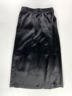 Vintage Tailored Black Duchess Satin Maxi Pencil Skirt With pockets