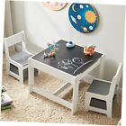Kids Table and Chair Set, 3 in 1 Wooden Activity Table with Gray & White