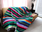 MEXICAN SARAPE SERAPE SALTILLO WOVEN COLORFUL BLANKET 84X59 XLARGE- FROM MEXICO