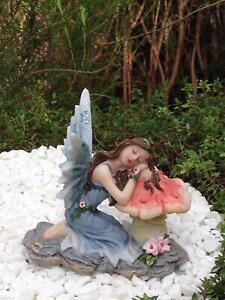 Miniature Fairy Garden Blue Fairy Sleeping on Mushroom - Buy 3 Save $5