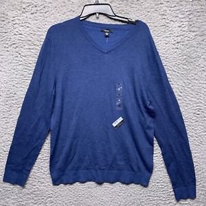 Alfani Sweater Mens M Medium Indigo Blue V Neck Pullover Long Sleeve
