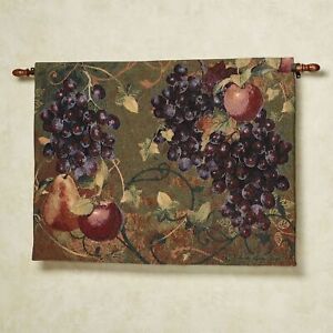 Tuscan Countryside Vintage Fruit Kitchen Dining Jacquard Woven Tapestry Wall Art