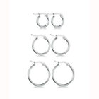 3 Pairs Silver Stainless Steel Small Huggie Hoop Earrings for Women Girl Set