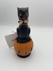 New Bethany Lowe Kitty On Jack O Lantern Figure Black Cat On Pumpkin Halloween