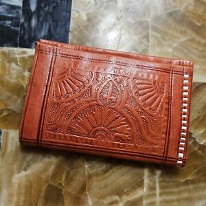 Vintage Genuine Leather Moroccan Wallet Embossed, Handmade Red Leather Purse