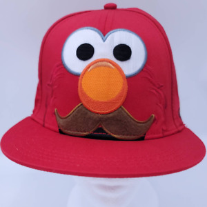 Sesame Street Elmo with Mustache Snapback Red Baseball Hat Cap Adult Flat Bill