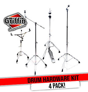 GRIFFIN Cymbal Stand Hardware Pack 4 Piece Set | Full Size Percussion Drum Mount