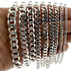 Real SOLID 925 Sterling Silver Curb Cuban Link Chain Bracelet 2.5MM-11MM ITALY