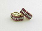 1.50CT Lab Created Round Red Ruby & Diamond Earrings 14K Yellow Gold Finish