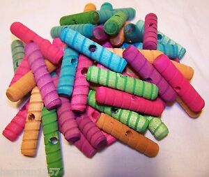 25  Bird Toy Parts Colored Wood Wooden 2