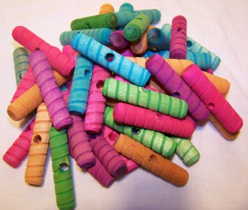 25  Bird Toy Parts Colored Wood Wooden 2