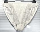 Vintage 90s Silkscreen High Cut Bikini Panties Ivory Silk And Lace Size Large