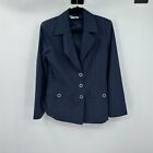 CAbi Womens Blazer 10 Blue Business Casual Button Closure Long Sleeves Striped