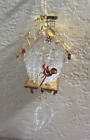 Vintage Bird house Clear Blown Spun Glass Christmas Ornament Gold Accents