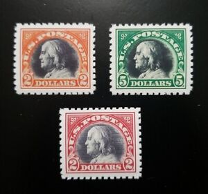 US Stamps Sc #523, 524, & 547 1918-1920 Franklin Collection Stamp Replica Set