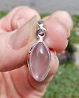 Rose Quartz Small Marquise Pendant 925 Sterling Silver Brings Love & Inner Peace