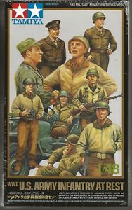 Tamiya WWII US Army Infantry at Rest, Includes Jeep & Driver, Figures 1/48 32552
