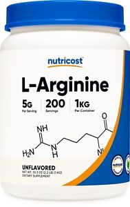 Nutricost L-Arginine (1 KG) - Pure L-Arginine Powder - 5000mg Per Serving
