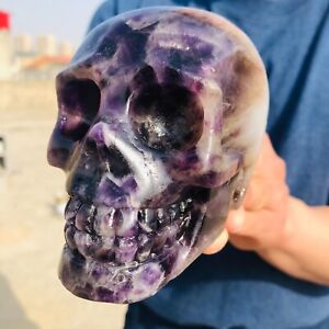 New Listing2.4LB Natural dream Amethyst Quartz Crystal Skull hand Carved Skull Healing