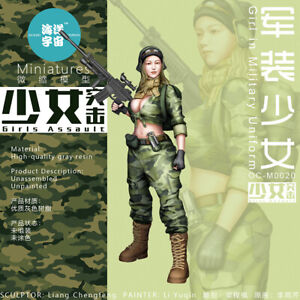 1/24 Scale 82mm Military Uniform Girl Resin Model Kits Unpainted Unassembled