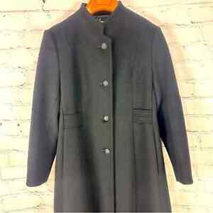 Vintage women’s black wool trench coat doorman coat vintage petticoat lined