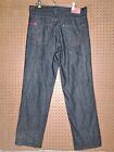 Vintage Akademiks Jeans Mens Baggy Embroidered Denim Streetwear Black Red 36x32