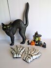 Lot Of Vintage Halloween Black Cat Witch Hand Props Don Featherstone Blow Mold