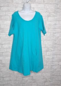 Fresh Produce Aqua Blue Green Cotton Mini Dress Pockets Beach Swim Cover XL