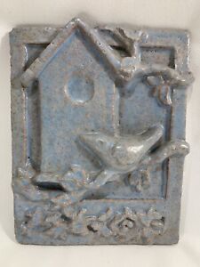 Janet Ontko Clay Forms - BIRDHOUSE / BIRD Art and Craft Style Tile  8 x 10 Slate