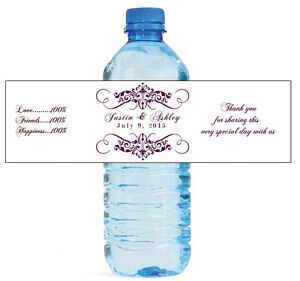 100 Elegant White Wedding Anniversary Engagement Party Water Bottle Labels 8