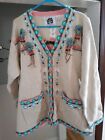 Storybook Knits Native American Indian theme Cardigan Sweater Size 2X Beaded