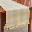 Wicklow Yellow White Check Woven Cotton Country Farmhouse Table Runner