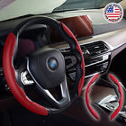 Universal Red Carbon Fiber Car Steering Wheel Cover Non Slip Protector Decorate